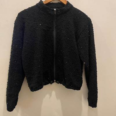 Bomber negra de lentejuelas Am02 - Talla S/M