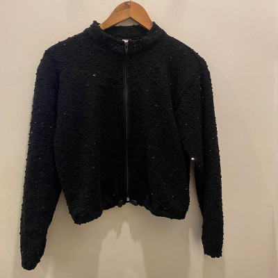 Bomber negra de lentejuelas Am02 - Talla S/M